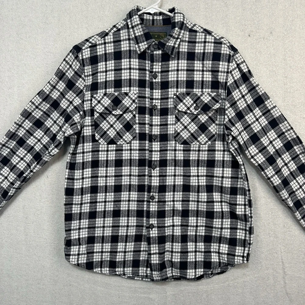 Anchorage Expedition Flannel Long Sleeve Men's Medium Button Up BlackWhite Plaid - Picture 1 of 7